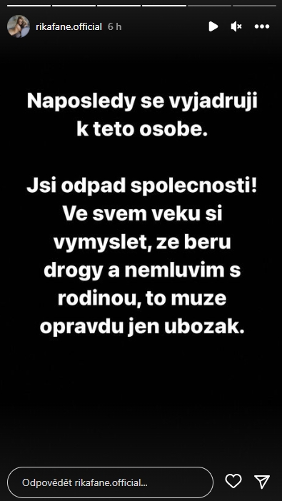 Rika Fane pise na Instagramu vzkazy