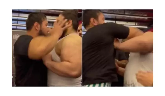 Íránský Hulk v erupci vzteku. Takto se pustil do soupeře během staredownu