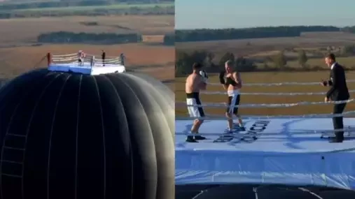 Balónový masakr: Rusové posouvají absurditu na novou úroveň. Box 1600 metrů nad zemí